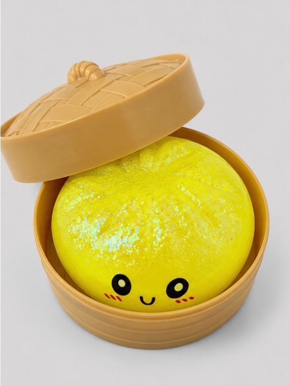 Yellow Glitter Steamed Bun Squishy Toy – Slow Rising Mochi Stress Relief Fidget